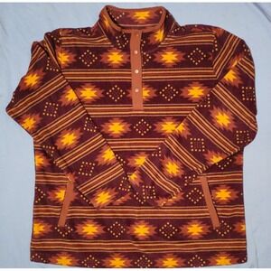 Duluth Trading Pullover Men XL Aztec Navajo Snap‎ Fleece Sweatshirt Sweater